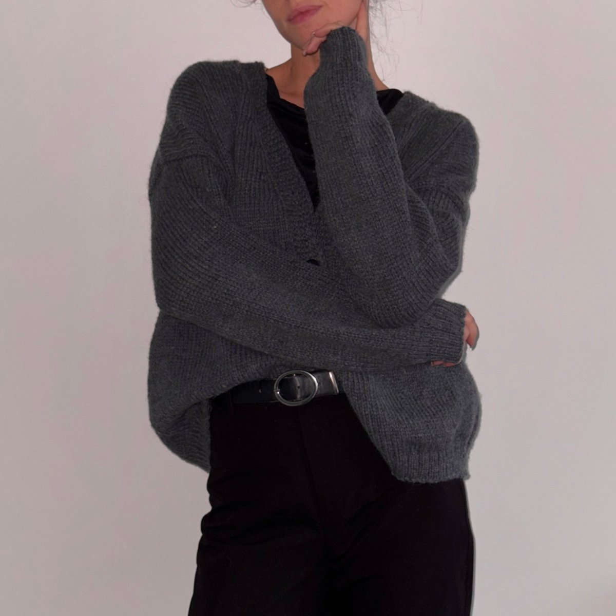 100% Wool Cardigan - Twilight Color - Harmonia Linens