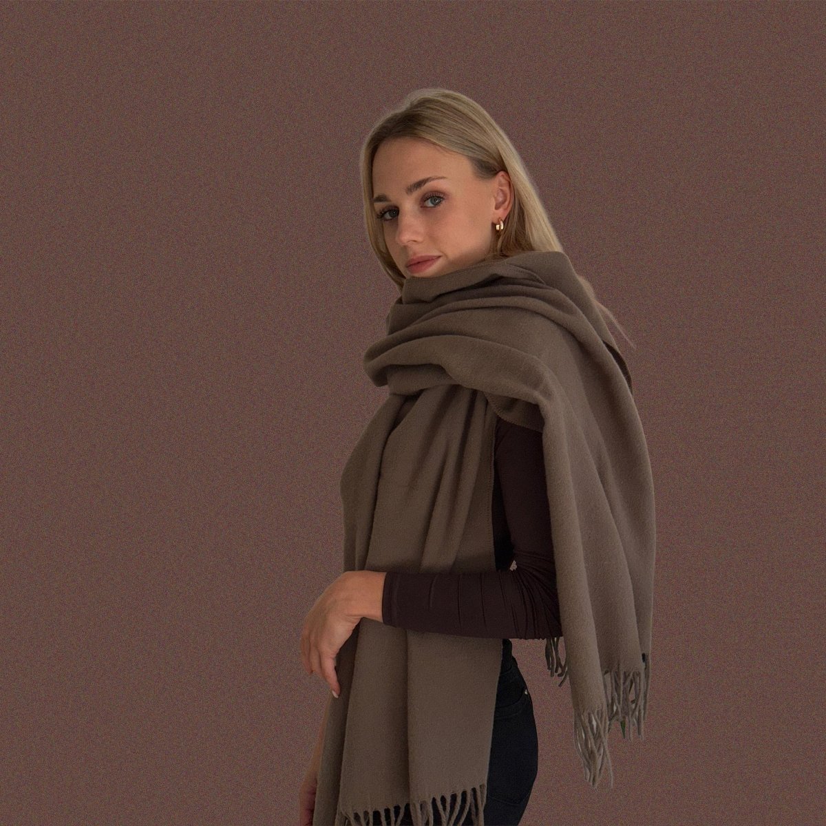 100% Wool Scarf – Earth Brown - Harmonia Linens