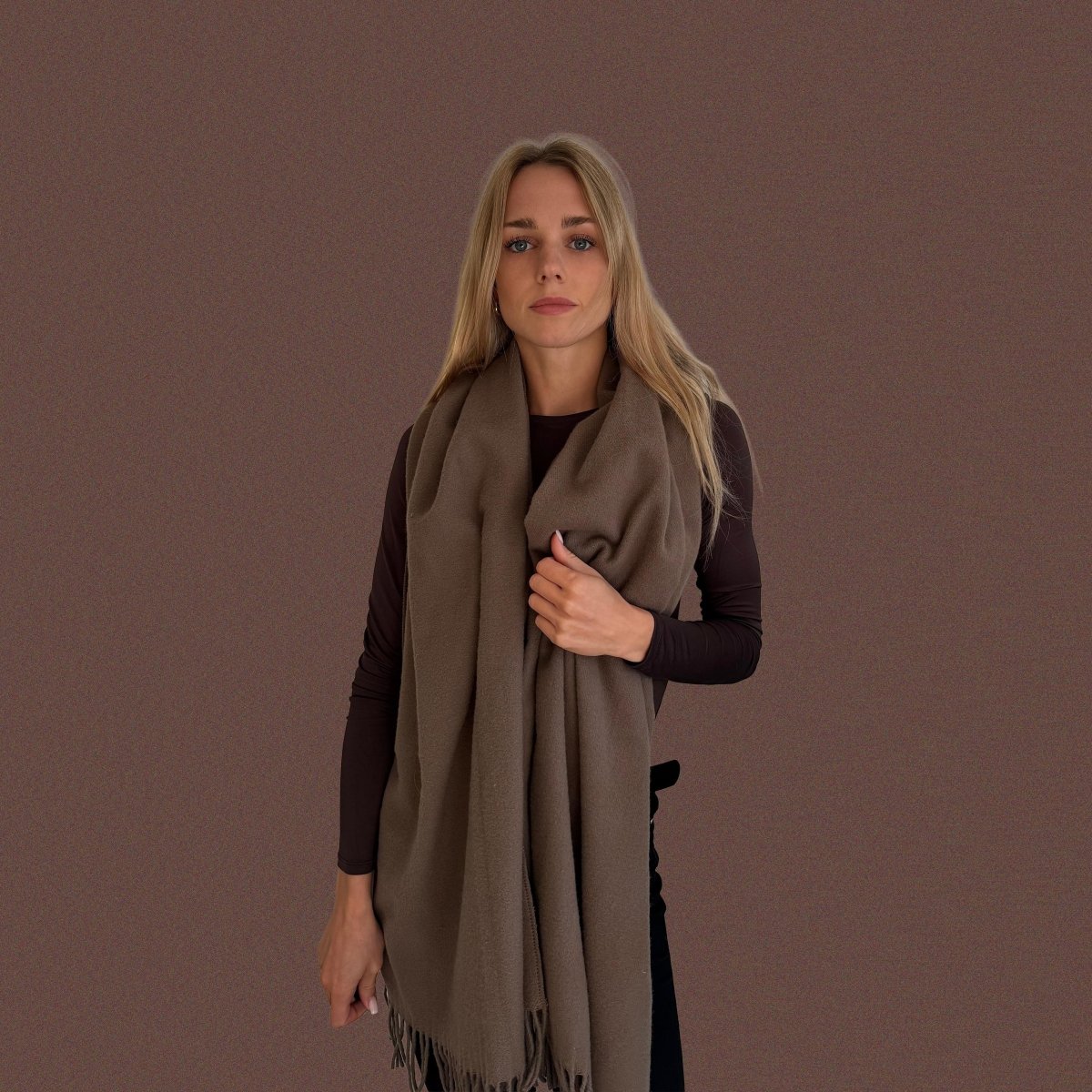 100% Wool Scarf – Earth Brown - Harmonia Linens