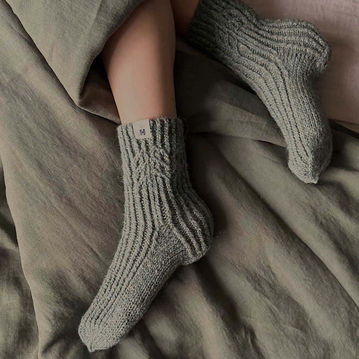 100% Wool Socks - Moss Green - Harmonia Linens