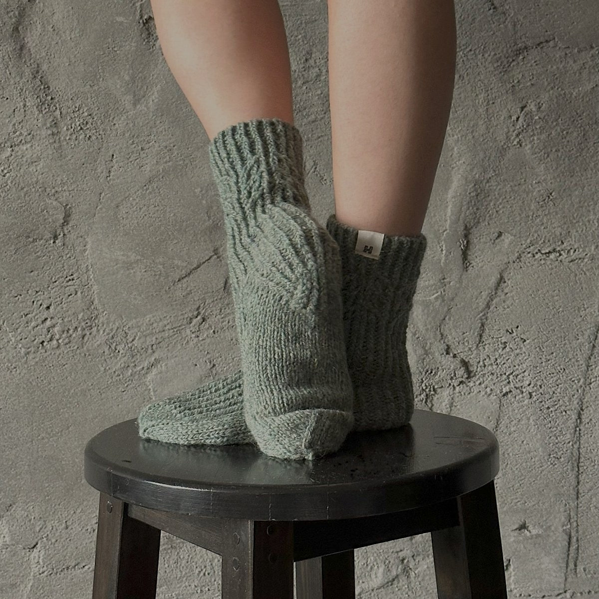 100% Wool Socks - Moss Green - Harmonia Linens