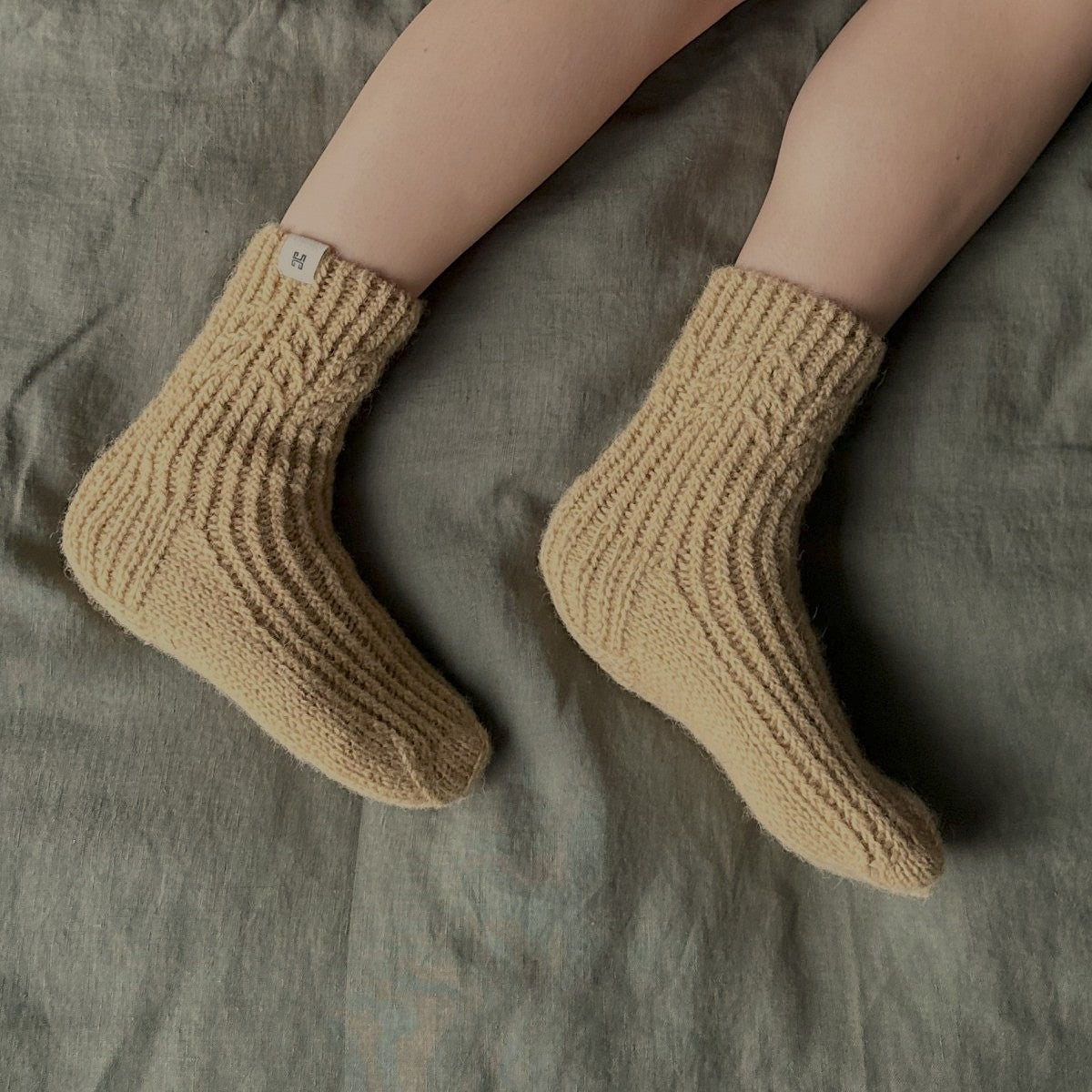 100% Wool Socks - Sand Color - Harmonia Linens