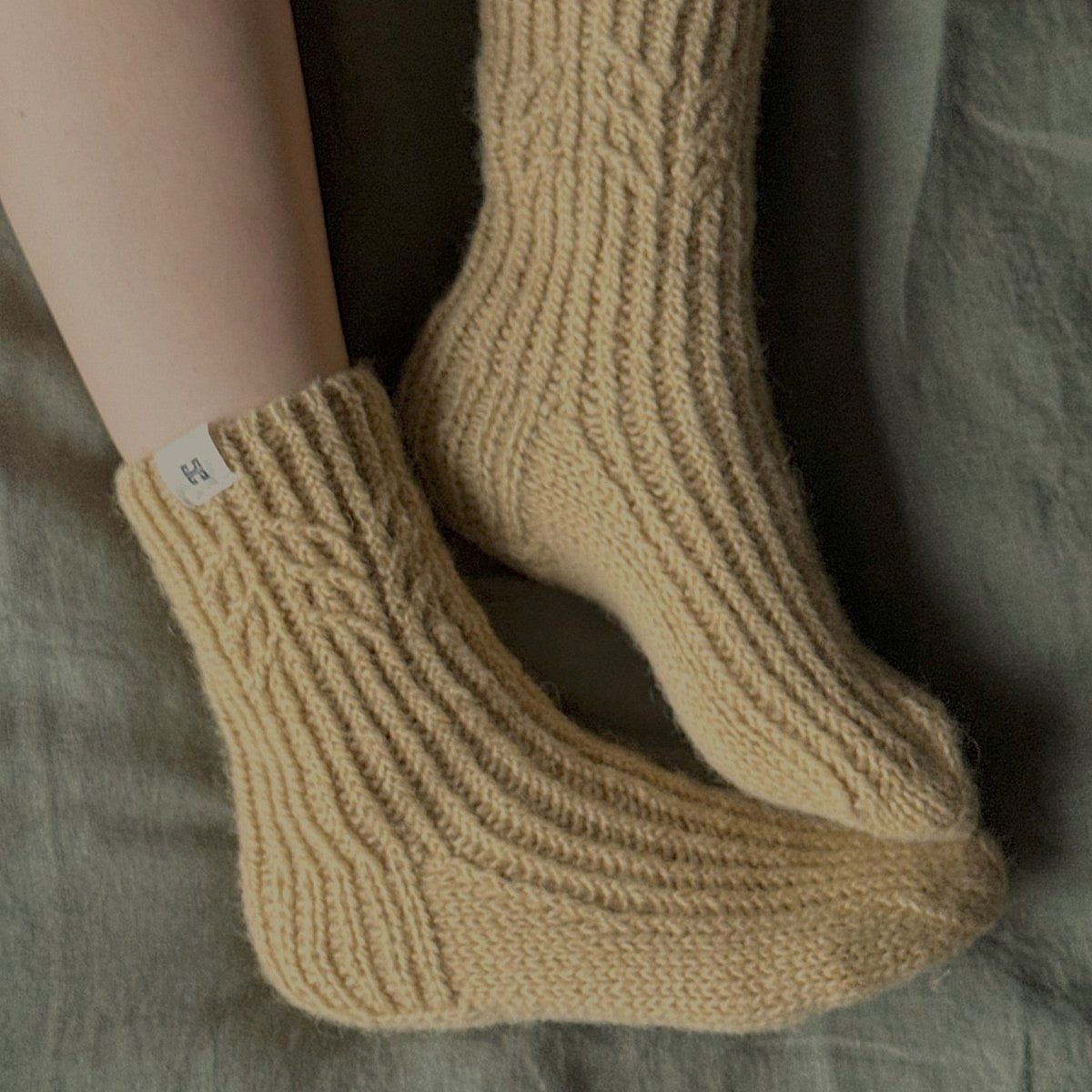 100% Wool Socks - Sand Color - Harmonia Linens