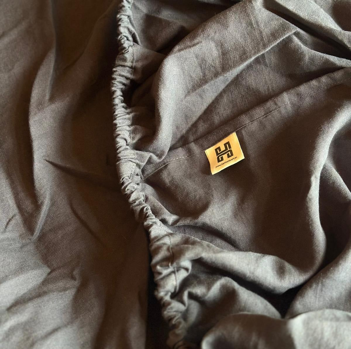 Natural Linen Fitted Sheet - dark gray