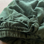 Natural Linen Fitted Sheet - forest green