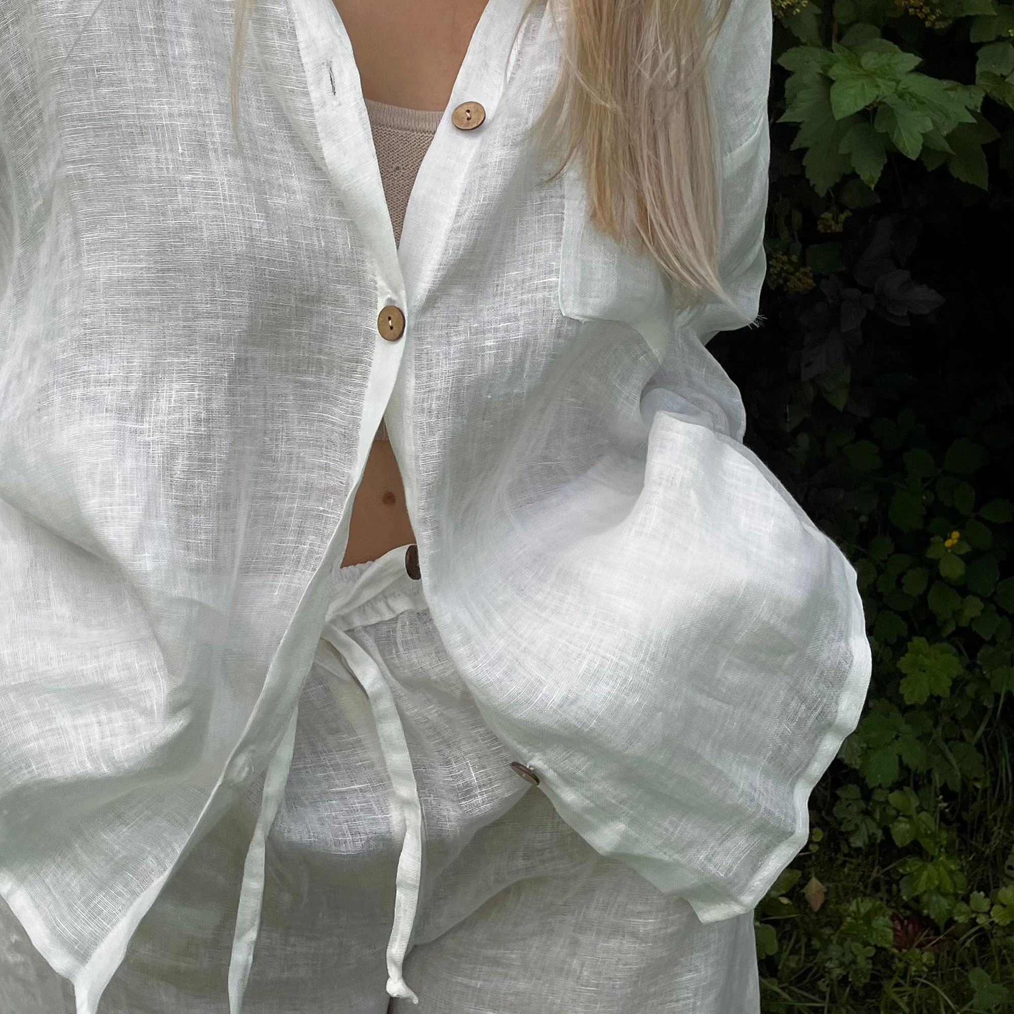 Linen Loungewear, Long Edition - white