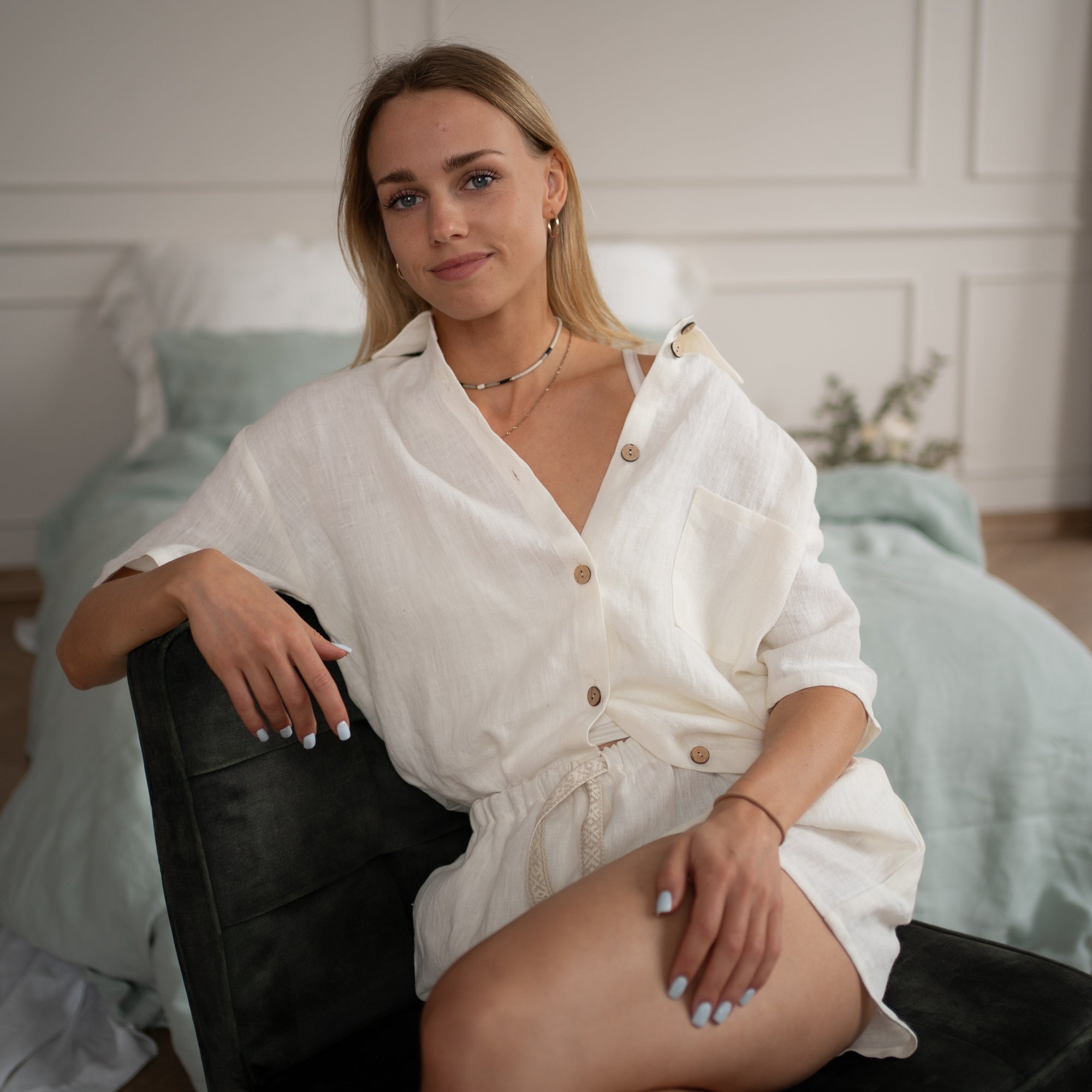 Linen Loungewear – white