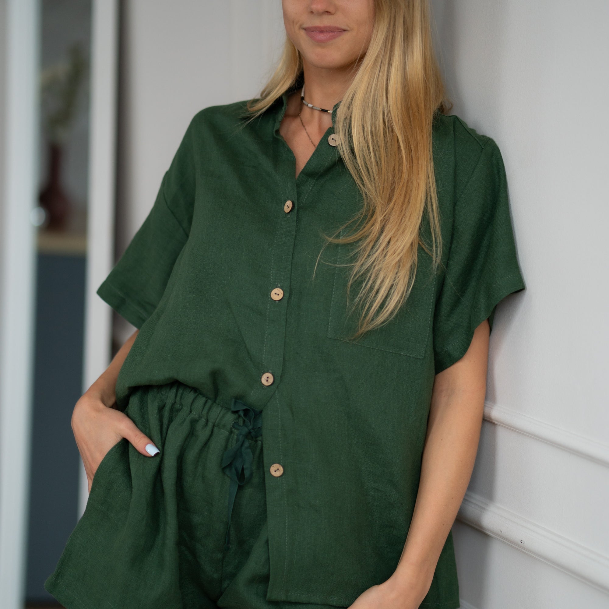 Linen Loungewear – forest green