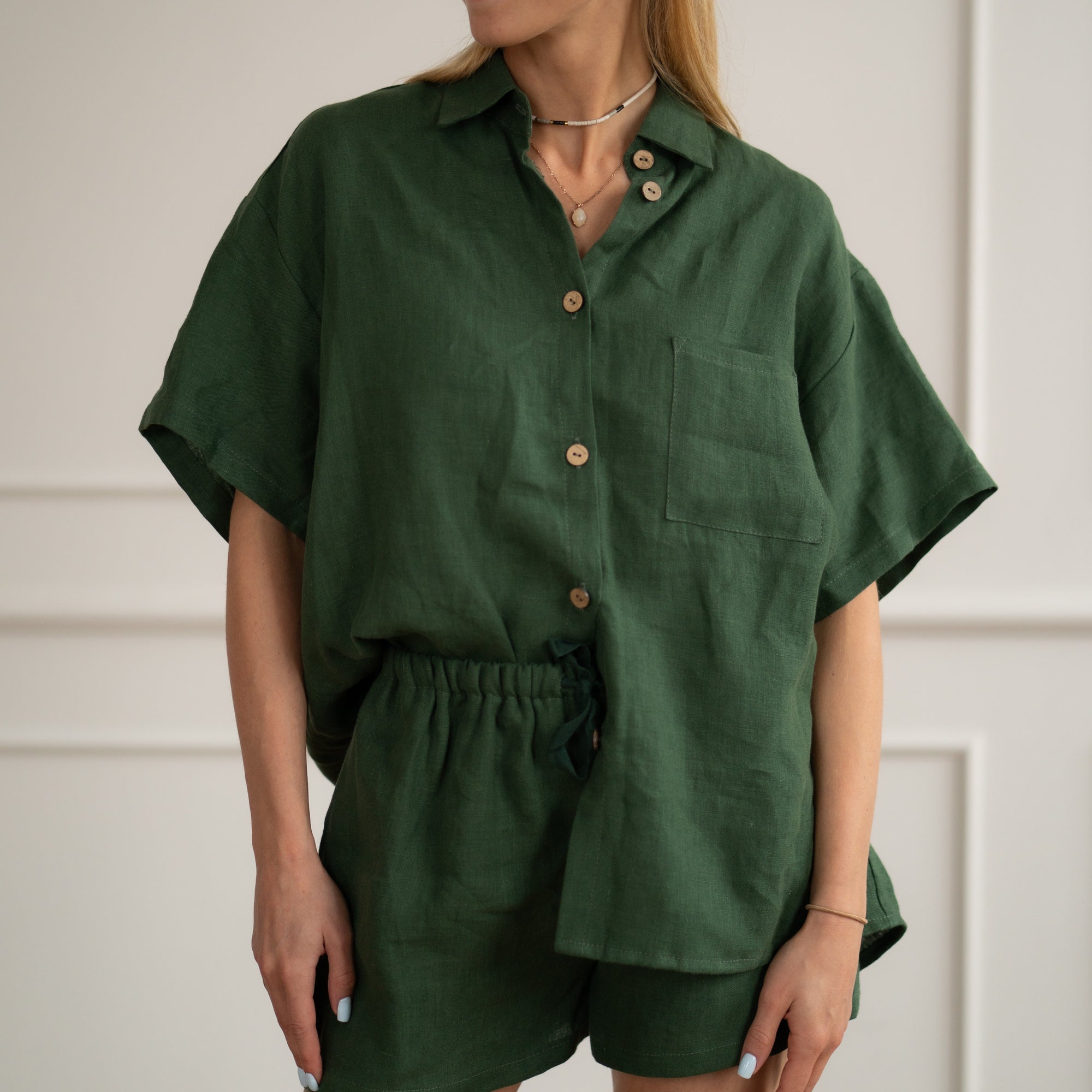 Linen Loungewear – forest green