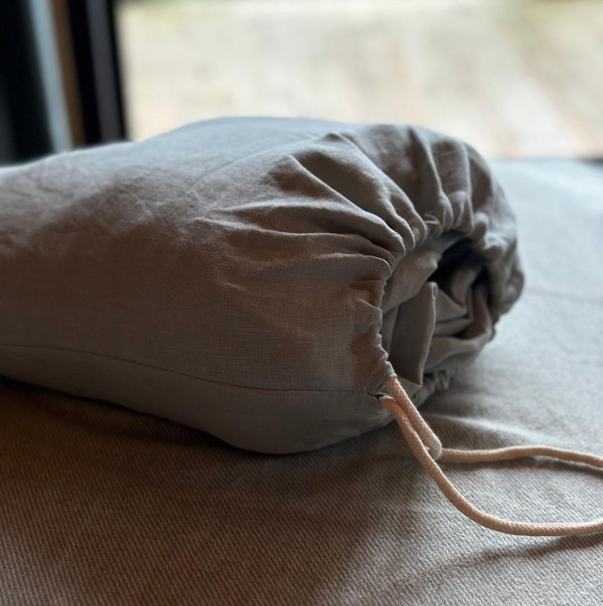 Natural Linen Fitted Sheet - sage