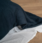 Natural linen bedding set - navy blue