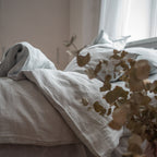 Natural linen bedding set - light gray