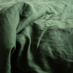 Natural linen bedding set - forest green