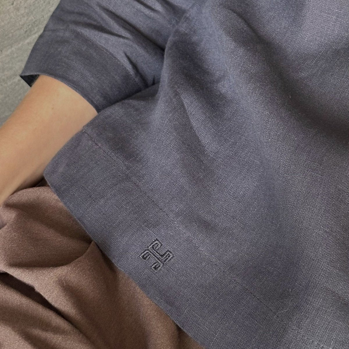 Long Sleeve Linen Shirt - Midnight Blue - Harmonia Linens