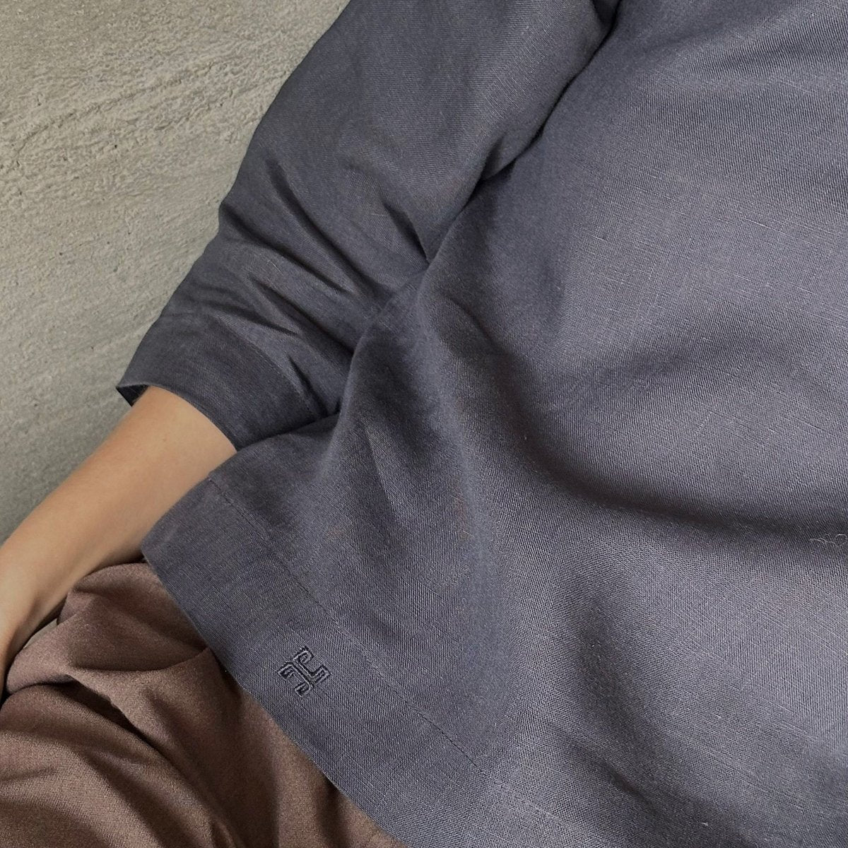 Long Sleeve Linen Shirt - Midnight Blue - Harmonia Linens