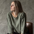 Long Sleeve Linen Shirt - Moss Green - Harmonia Linens