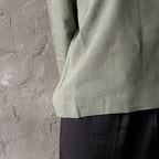 Long Sleeve Linen Shirt - Moss Green - Harmonia Linens