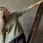 Long Sleeve Linen Shirt - Moss Green - Harmonia Linens