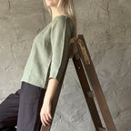 Long Sleeve Linen Shirt - Moss Green - Harmonia Linens