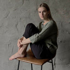 Long Sleeve Linen Shirt - Moss Green - Harmonia Linens