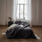 Natural linen bedding set - dark gray - Harmonia Linens