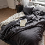 Natural linen bedding set - dark gray - Harmonia Linens