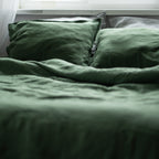 Natural linen bedding set - forest green - Harmonia Linens