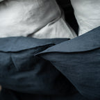 Natural linen bedding set - navy blue - Harmonia Linens