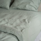 Natural linen bedding set - sage - Harmonia Linens