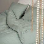Natural linen bedding set - sage - Harmonia Linens