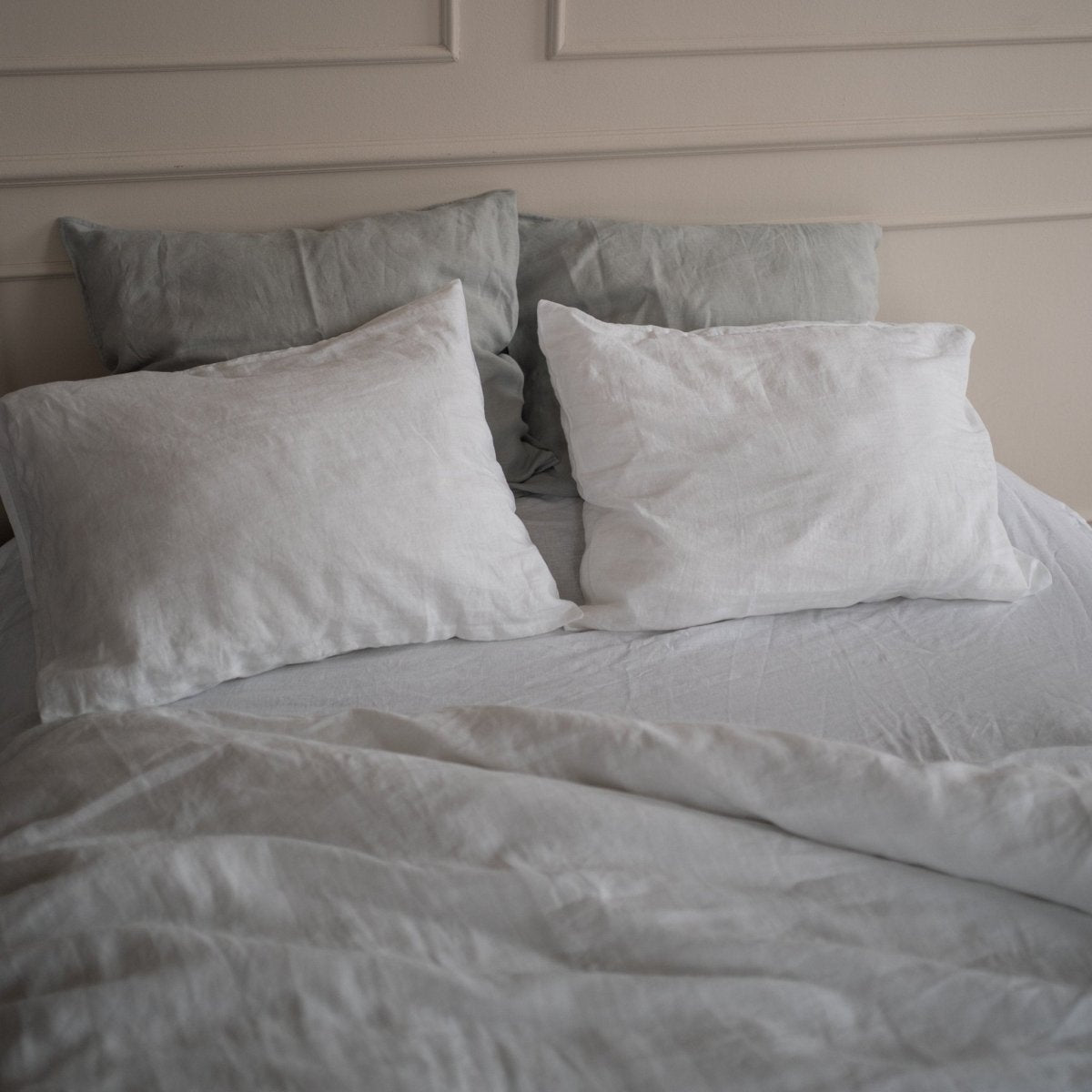 Natural linen bedding set - white - Harmonia Linens