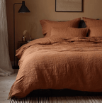 Natural linen duvet cover - Terrakota - Harmonia Linens