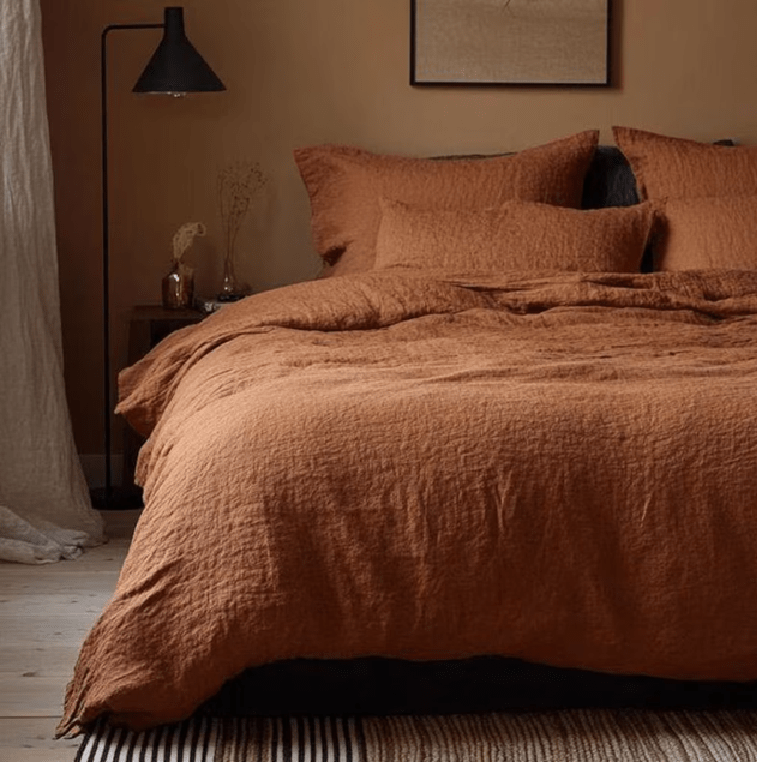 Natural linen duvet cover - Terrakota - Harmonia Linens