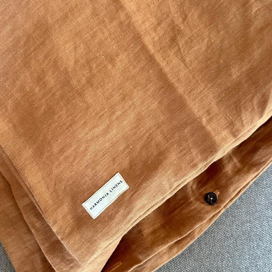 Natural linen duvet cover - Terrakota - Harmonia Linens