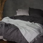 Natural linen duvet - dark gray - Harmonia Linens