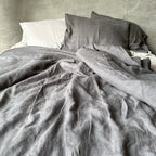 Natural linen duvet - dark gray - Harmonia Linens