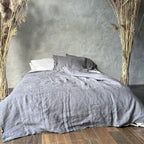 Natural linen duvet - dark gray - Harmonia Linens