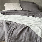 Natural linen duvet - dark gray - Harmonia Linens