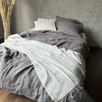 Natural linen duvet - dark gray - Harmonia Linens