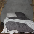 Natural linen duvet - dark gray - Harmonia Linens
