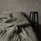 Natural linen duvet - Moss Green - Harmonia Linens
