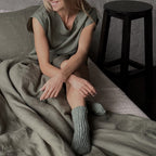 Natural linen duvet - Moss Green - Harmonia Linens