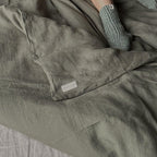 Natural linen duvet - Moss Green - Harmonia Linens