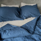Natural linen duvet - Ocean Blue - Harmonia Linens
