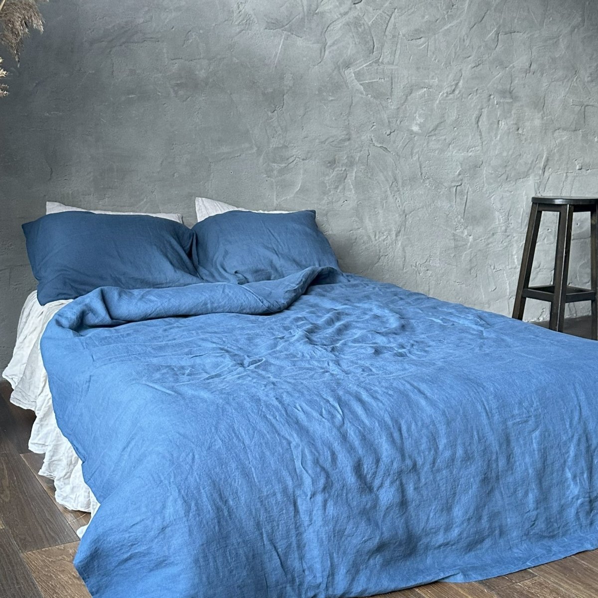 Natural linen duvet - Ocean Blue - Harmonia Linens
