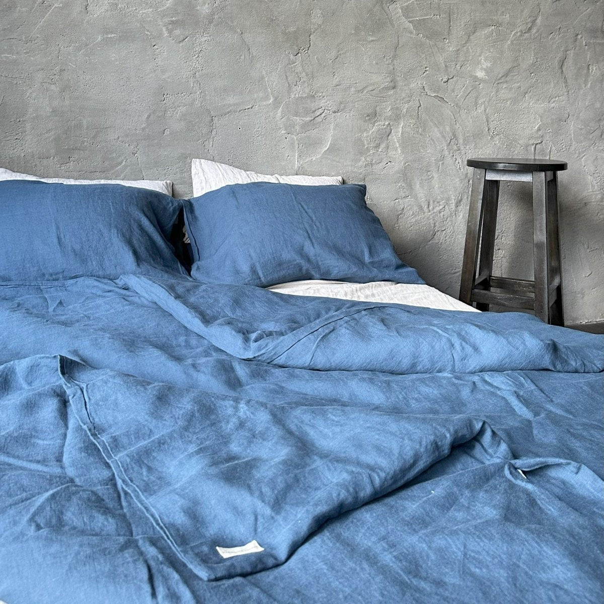 Natural linen duvet - Ocean Blue - Harmonia Linens