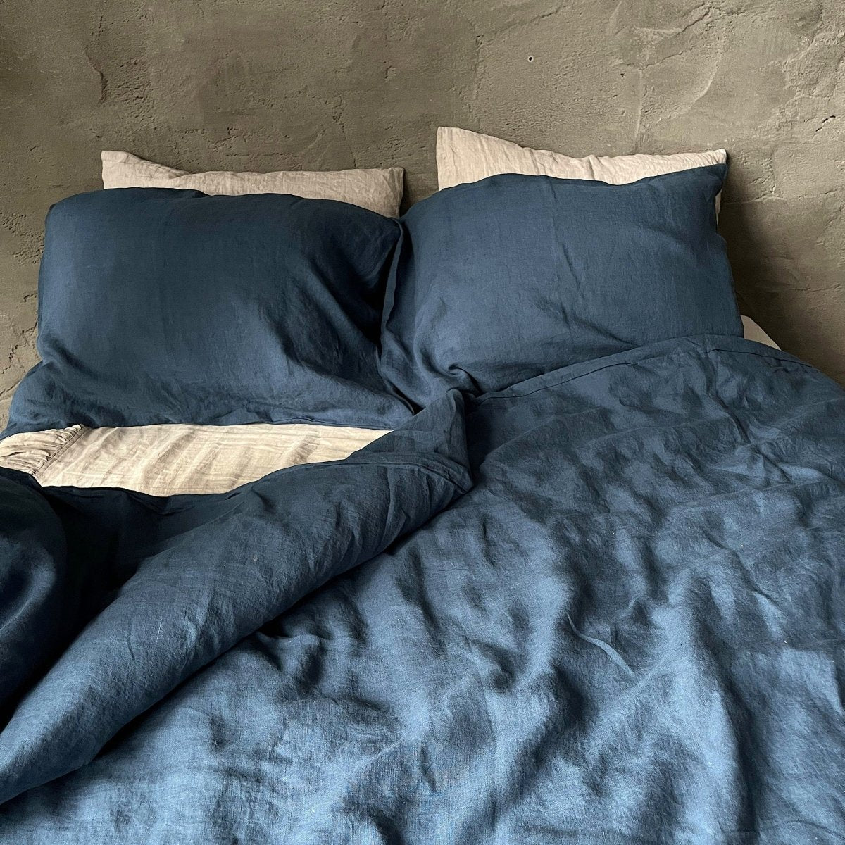 Natural linen duvet - Ocean Blue - Harmonia Linens