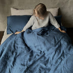 Natural linen duvet - Ocean Blue - Harmonia Linens