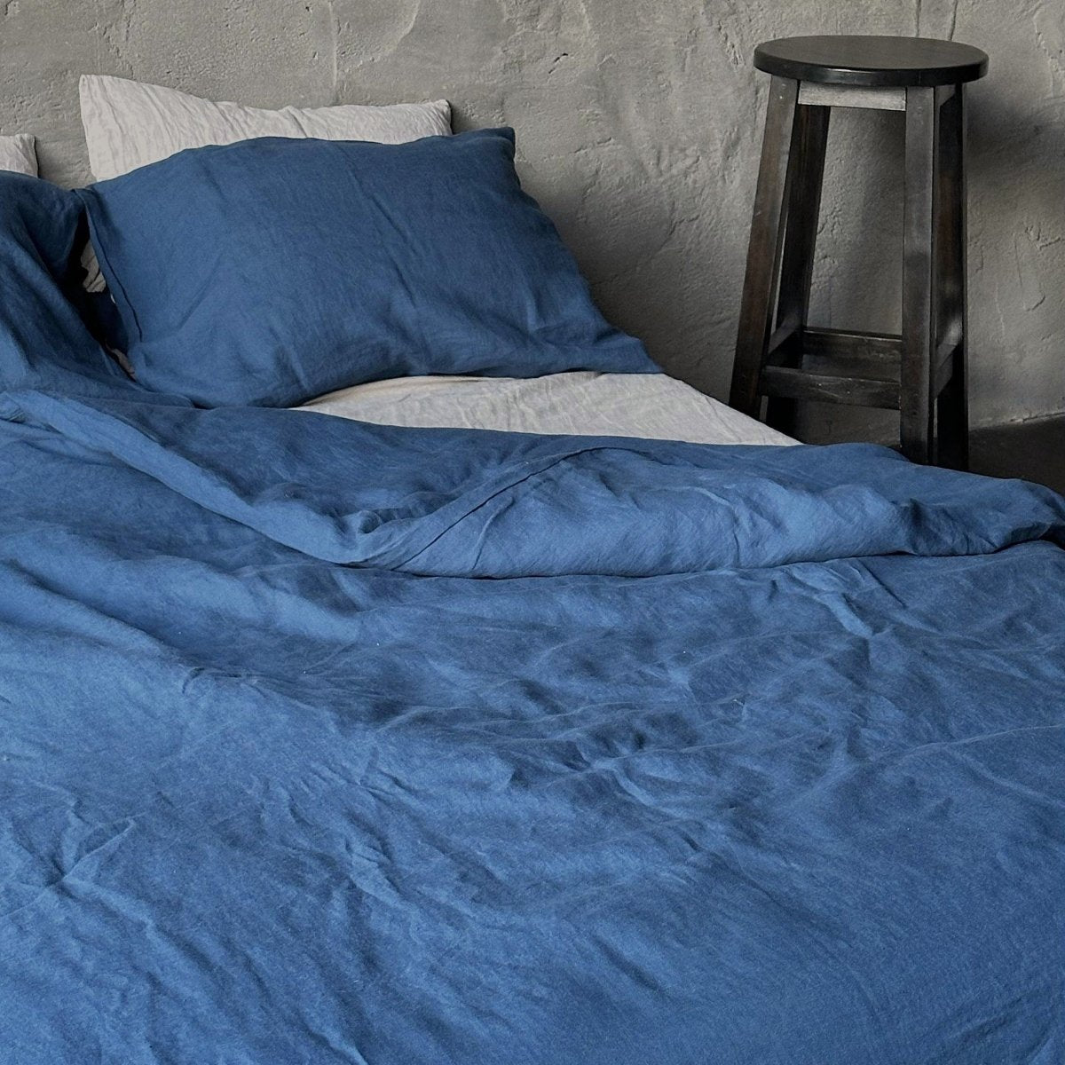 Natural linen duvet - Ocean Blue - Harmonia Linens