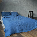 Natural linen duvet - Ocean Blue - Harmonia Linens